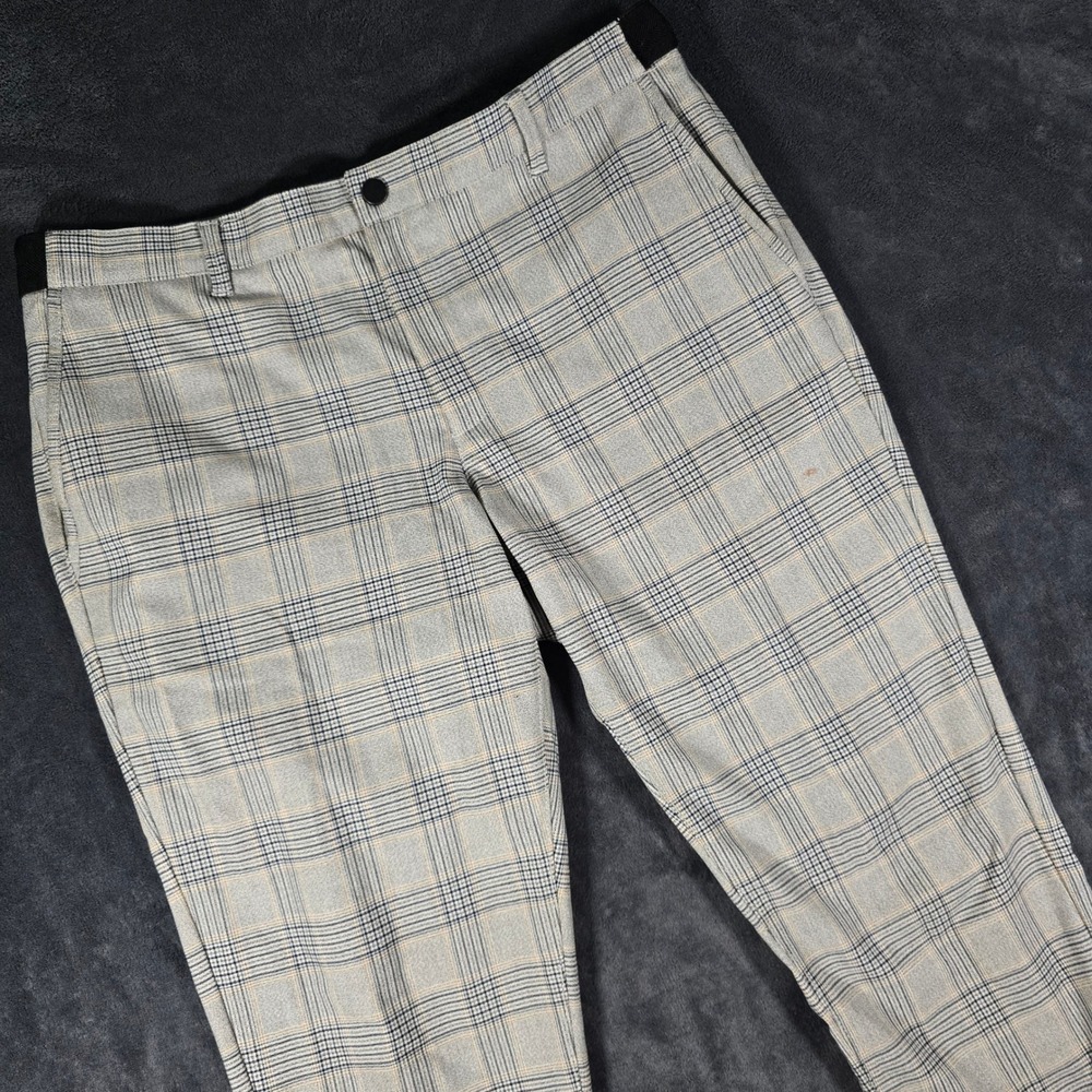 Zara Mens XL 34-36 Plaid Dress Pants Trousers Checkered Gray Career Casual